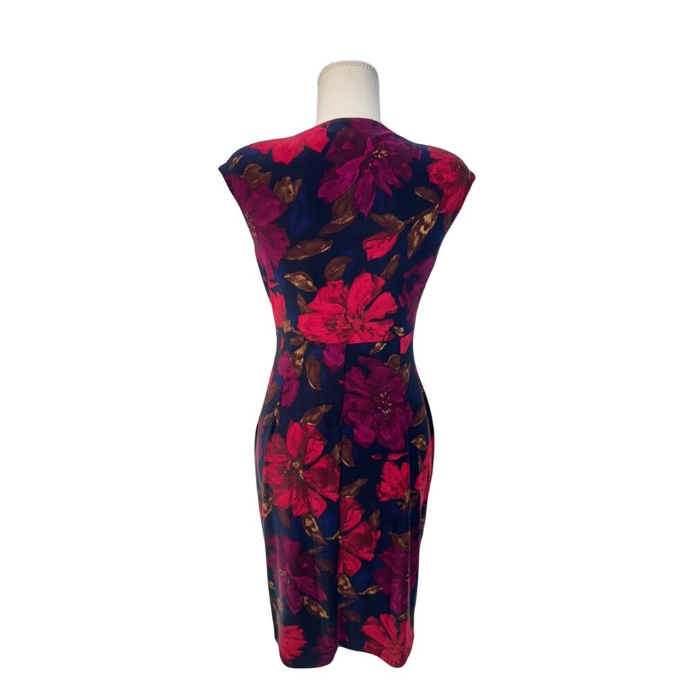 Lauren Ralph Lauren Floral Sheath Dress 2P Petite Event Cocktail Dark Feminine - Picture 2 of 16